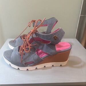 Stylish Women's Wedge Sandals - Denim